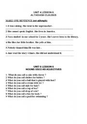 English Worksheet: although