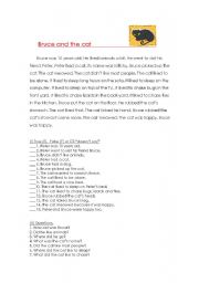English Worksheet: Bruce and the cat