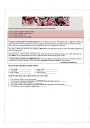 English worksheet: The queen and the UK