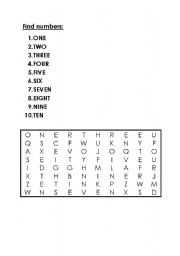 English worksheet: Number 1-20