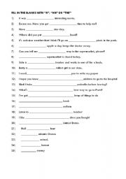 USE OF ARTICLES WORKSHEET WITH ANSWERS