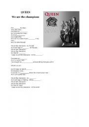 English Worksheet: QUEEN - We are the champions