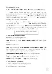 English worksheet: language practice