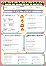 English Worksheet: Verb To Be