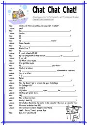 English Worksheet: Dialogue  In a chatting (MSN) situation.  2