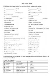 English worksheet: Music- Who knew - Pink (Simple past Verbs)