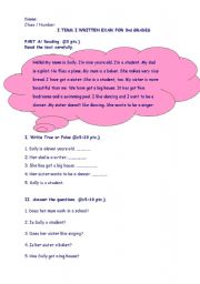 English worksheet: Exam sample for elementary students