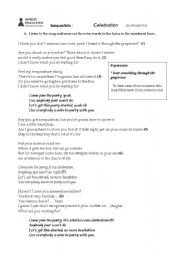 English Worksheet: Celebration Madonna Song activity