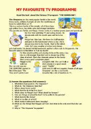 English Worksheet: My favourite TV program