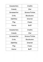 English worksheet: Movies - Matching Cards