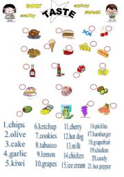 English Worksheet: taste  and food 