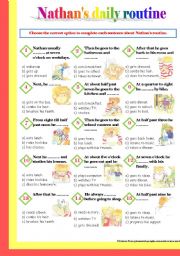 English Worksheet: Nathans Daily Routine