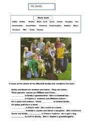 English Worksheet: My family