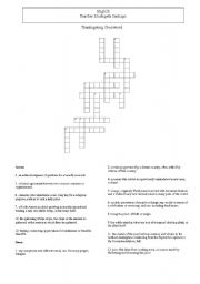 English worksheet: Thanksgiving Crossword