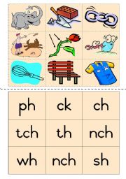 English Worksheet: Consonant diagraphs Game 6