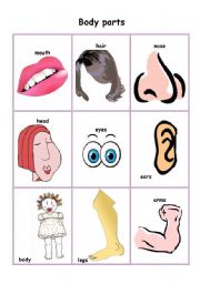 English Worksheet: Body parts Flashcards and TicTacToe game