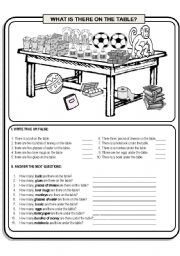 English Worksheet: WHAT IS THERE ON THE TABLE?