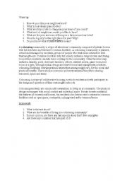 English worksheet: Cohousing