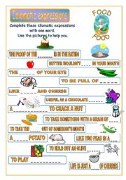 English Worksheet: Idiomatic expressions - FOOD - 