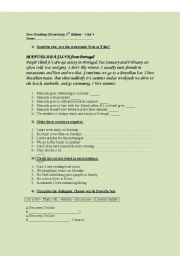 English Worksheet: New headway elementary Unit 4 Test