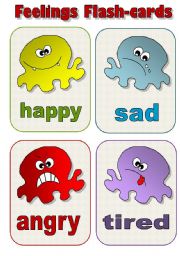 English Worksheet: FEELINGS FLAS-CARDS! - a set of 12 EDITABLE!!!!!! flash-cards for kids