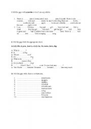 English worksheet: Articles + there is/there are