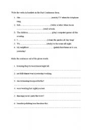 English Worksheet: Past Continuous Tense