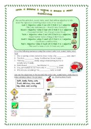 English Worksheet: look - sound - taste - smell - feel