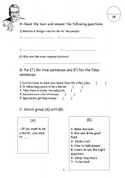 English worksheet: reading comprehension