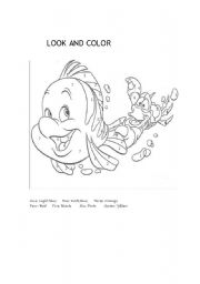 English worksheet: Look and color