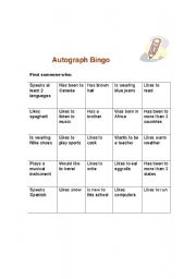 English worksheet: Autograph bing