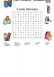 English Worksheet: Word Search About Family