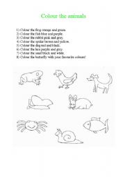 English Worksheet: Read and colour the animals