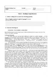 English Worksheet: English, a global language