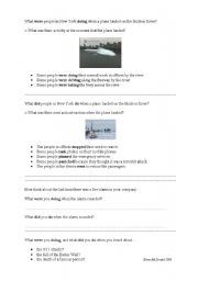 English worksheet: Simple versus continuous past - Hudson River landing