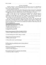 English Worksheet: global warming