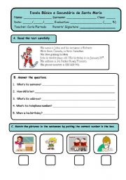 English Worksheet: test 5th grade