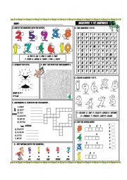 English Worksheet: Numbers 1-10 Madness