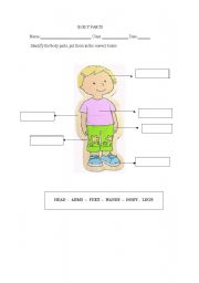 English Worksheet: BODY PARTS 