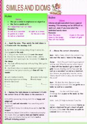 English Worksheet: SIMILES AND IDIOMS