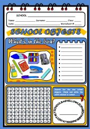 English Worksheet: SCHOOL OBJECTS