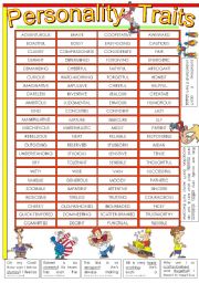 English Worksheet: 5-paged worksheet on PERSONALITY (character) TRAITS. (1st part)