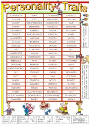 5-paged worksheet on PERSONALITY (character) TRAITS. (1st part)