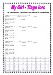 English Worksheet: My Girl Tiago Iorc