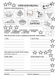 English Worksheet: FOOD AND DRINKS