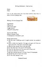 English Worksheet: Writing Recipes - Using Instructions