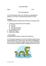 English Worksheet: Myths and the Loch Ness Monster