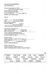 English worksheet: You give me something - James Morrisson