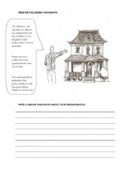 English Worksheet: My neighborhood