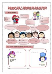 English Worksheet: PERSONAL IDENTIFICATION